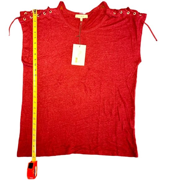 NWT IRO Amery Shoulder Tie T-Shirt in Burgundy 100% Linen Size L - Picture 12 of 12